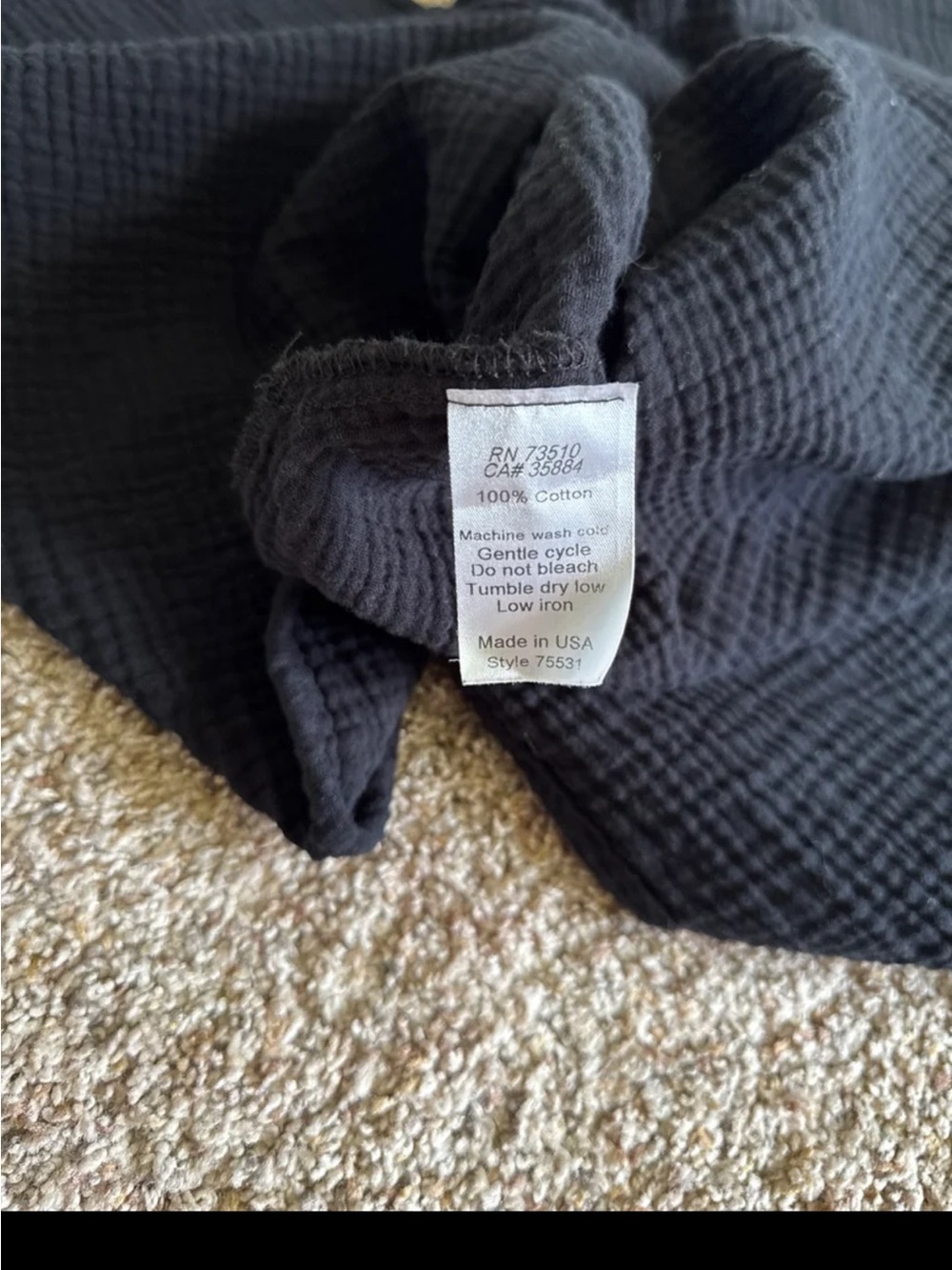 Uncle Frank Black Cotton Gauze Pullover Oversized Midi Dress size Small/Medium - Picture 11 of 12